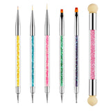 Sularpek 6 pcs Nagel Pinsel, Nail Art Pinsel, Pinsel Nageldesign, Nagel Pinsel Set, Nail Art Dotting Tools avec 1 pinceau éponge applicateur, Nageldesign Zubehör pour DIY Nail Art Design