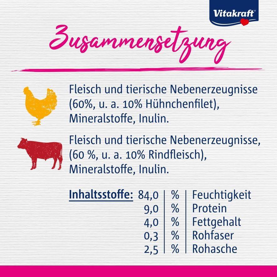 Vitakraft Poésie Délice, Country Selection, Nassfutter Katze, Katzennassfutter Gelee, au poulet, au bœuf (1 paquet de 6x 85g)