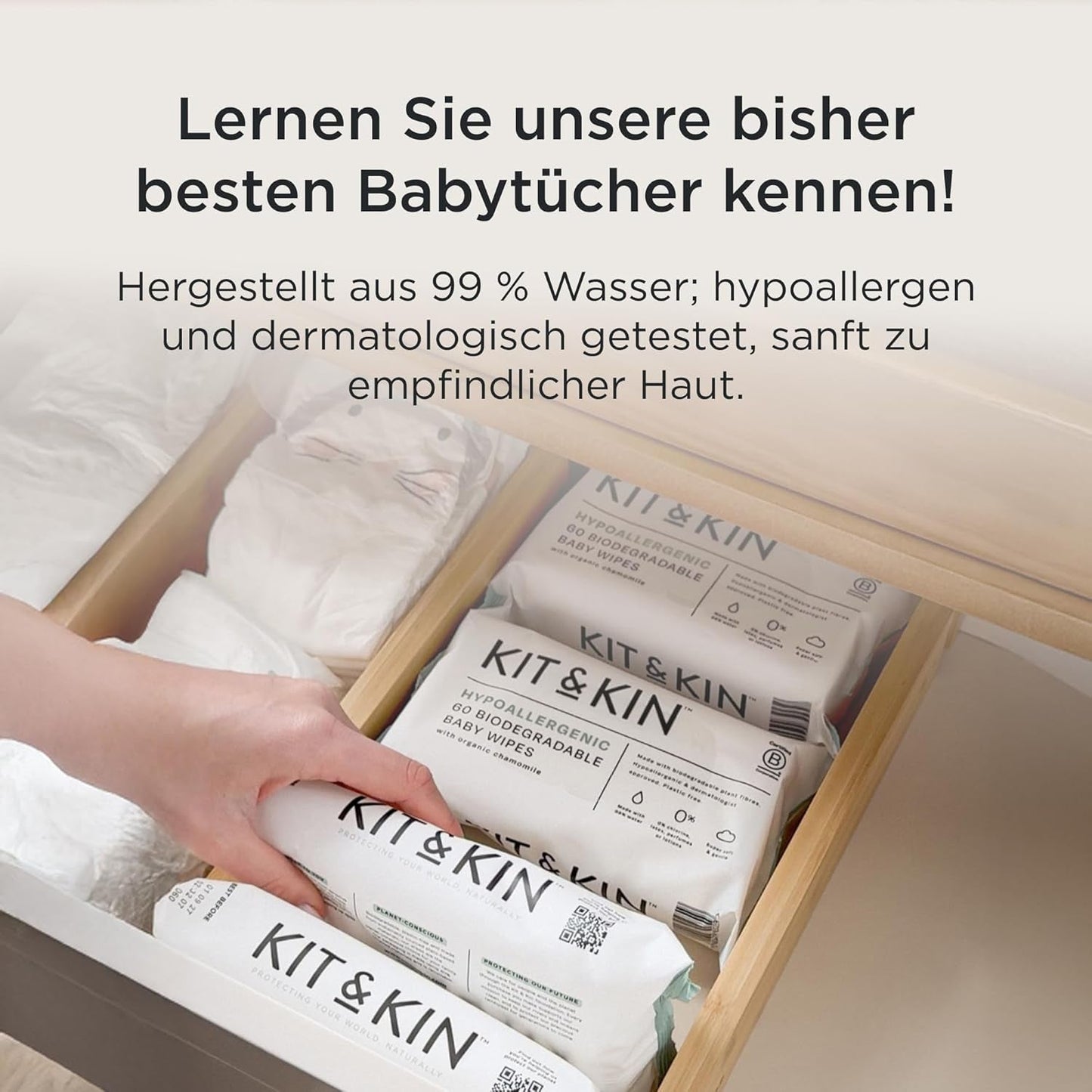 Kit & Kin Premium Eco Couches, taille 4 (9-16 kg), 132 couches, à base de plantes et hypoallergéniques, protection fiable contre les fuites, végétaliennes et sans cruauté envers les animaux