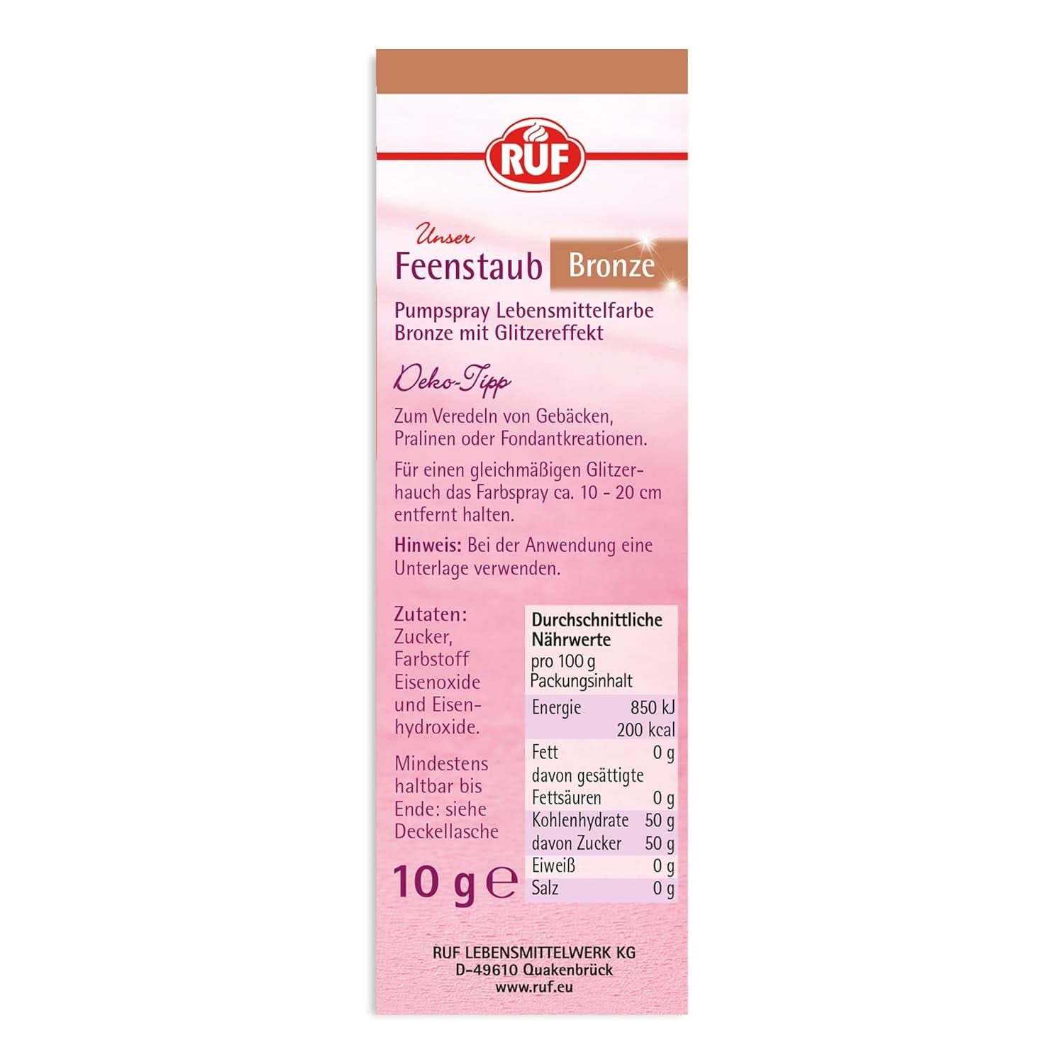 RUF Fairy Dust Poussière comestible à paillettes dans un flacon pulvérisateur à pompe 10 grammes Sprinkles Naty Shop