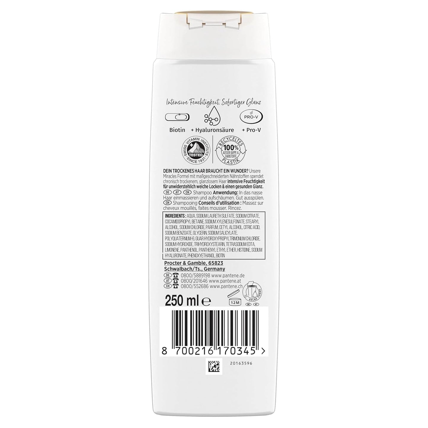 Pantene Pro-V Hydra Glow Shampooing hydratant à la biotine pour cheveux secs et abîmés Pantene Douche et bain