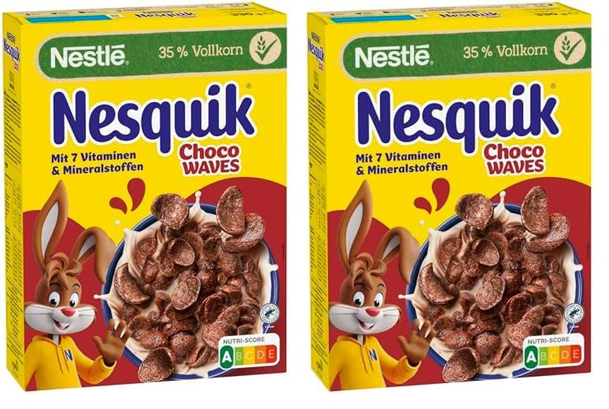 Nestlé Choco Waves, petit-déjeuner croustillant au chocolat en forme de vague (teneur en grains entiers de 33%), 1 paquet (1 x 330g)