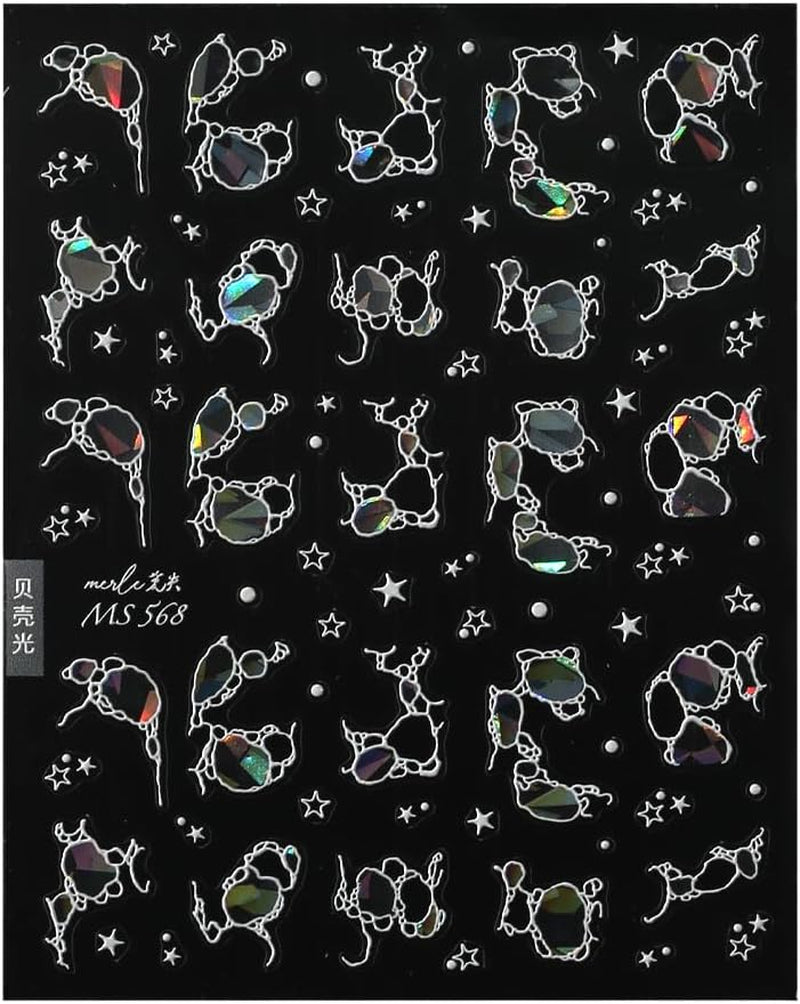 Autocollants pour ongles pailletés Vagues d'eau d'été Nail Art étoilé Fantaisie Vagues d'eau de mer Dessins d'ongles Autocollants pour ongles Vagues d'eau de mer Accessoires pour ongles Nail Art