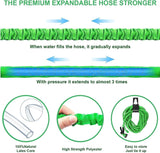 Tuyau d'arrosage flexible et extensible avec raccords de 1,9 cm et 1,27 cm, buse de pulvérisation à 8 fonctions, bleu ou vert, 15 m