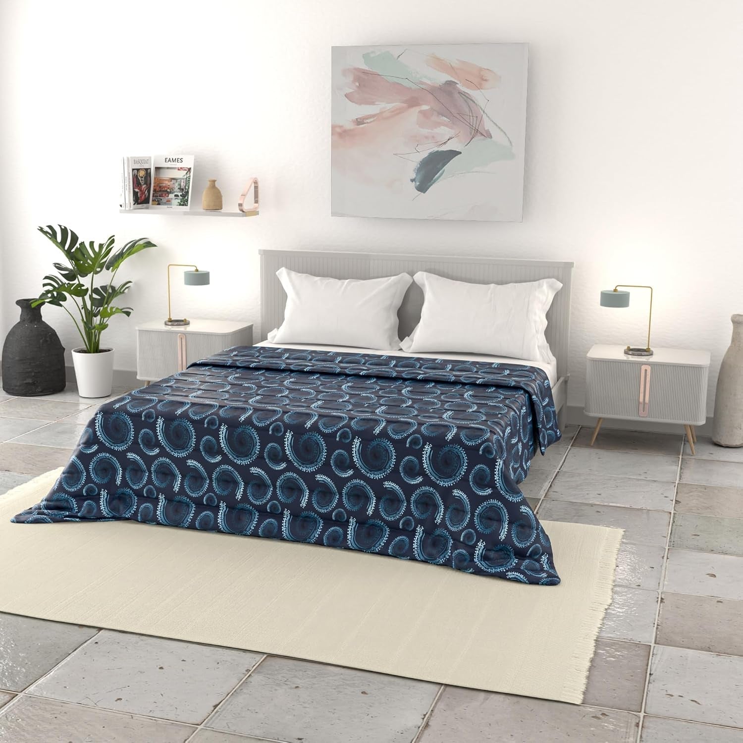 Linge de lit italien couette d'été basique, microfibre imprimée, 250X240Cm, cercle Quilts et couettes Naty Shop Vortex 250X240Cm