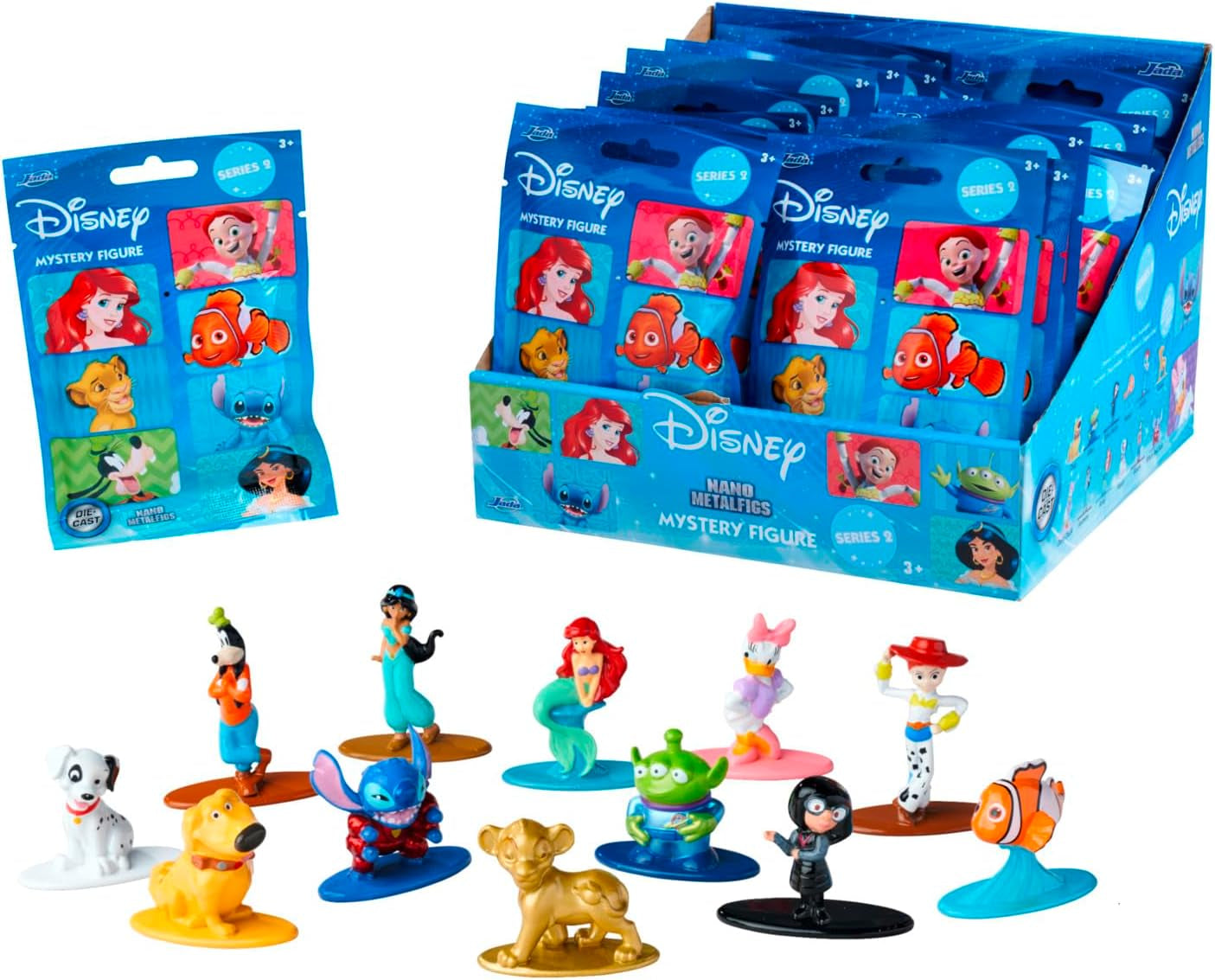 Figurine Disney Jada Toys (1 figurine mystère dans un pack aveugle) - 1 figurine surprise à collectionner parmi 12 figurines Disney, figurine en nano métal (4 cm) pour les enfants et les fans à partir de 3 ans, série 2, figurines noires Naty Shop Titre par défaut