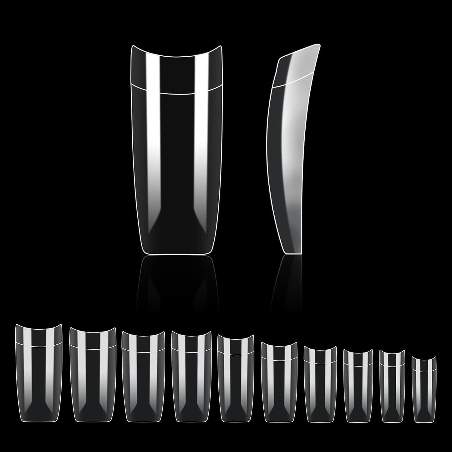 Types d'ongles, 500 pièces de faux ongles artificiels en acrylique avec boîte de rangement pour salons de manucure et bricolage à domicile, 10 tailles