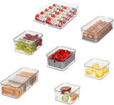 iDesign Lot de 5 boîtes de rangement pour réfrigérateur avec couvercles, boîtes de conservation en plastique recyclé pour organiser les consommables, transparentes et blanches Naty Shop Boîtes de conservation pour aliments transparentes, grises, lot de 7