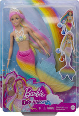 Barbie Dreamtopia Sirène magique arc-en-ciel, Barbie sirène avec cheveux arc-en-ciel, poupée à couleur changeante activée par l'eau, jouet de 3 ans, cadeau pour filles, GTF89 Naty Shop Dolls