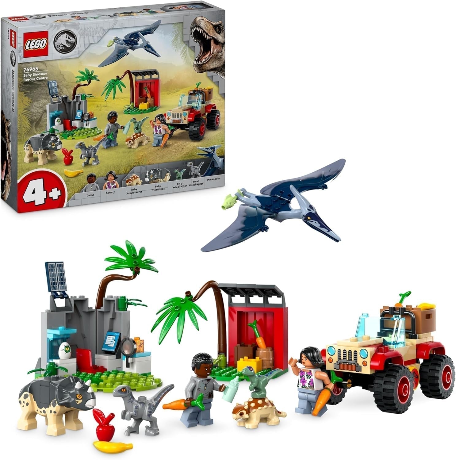 LEGO Jurassic World Rescue Center pour bébés dinosaures avec petites figurines de dinosaures dont tricératops, ankylosaure et vélociraptor Cadeau de construction pour garçons et filles de 4 ans 76963 Jeux de construction Besuche den LEGO-Store Singur
