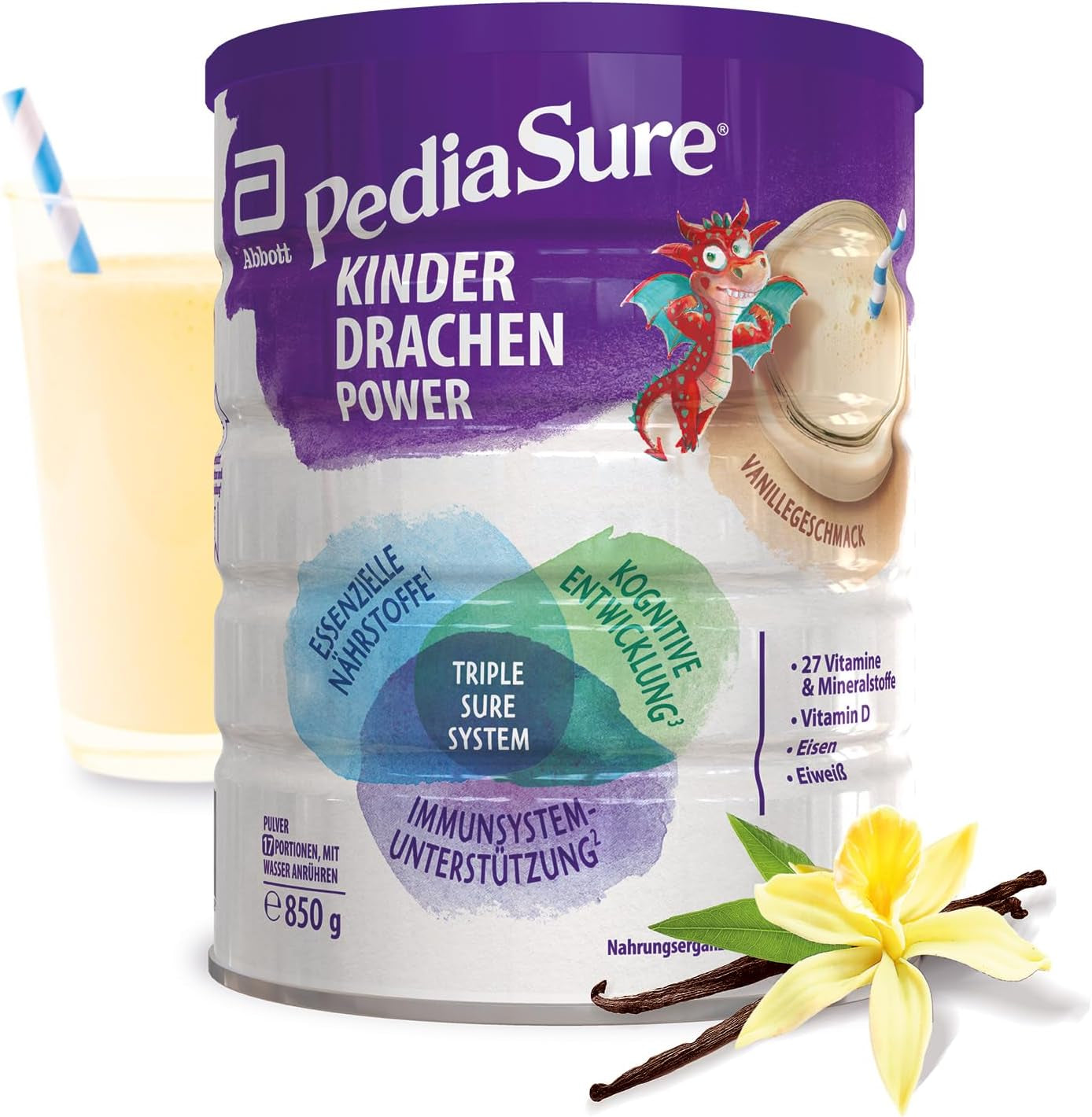 Pediasure Dragon's Power, Complément nutritionnel pour enfants à partir de 1 an, 27 vitamines et minéraux Naty Shop Vanille