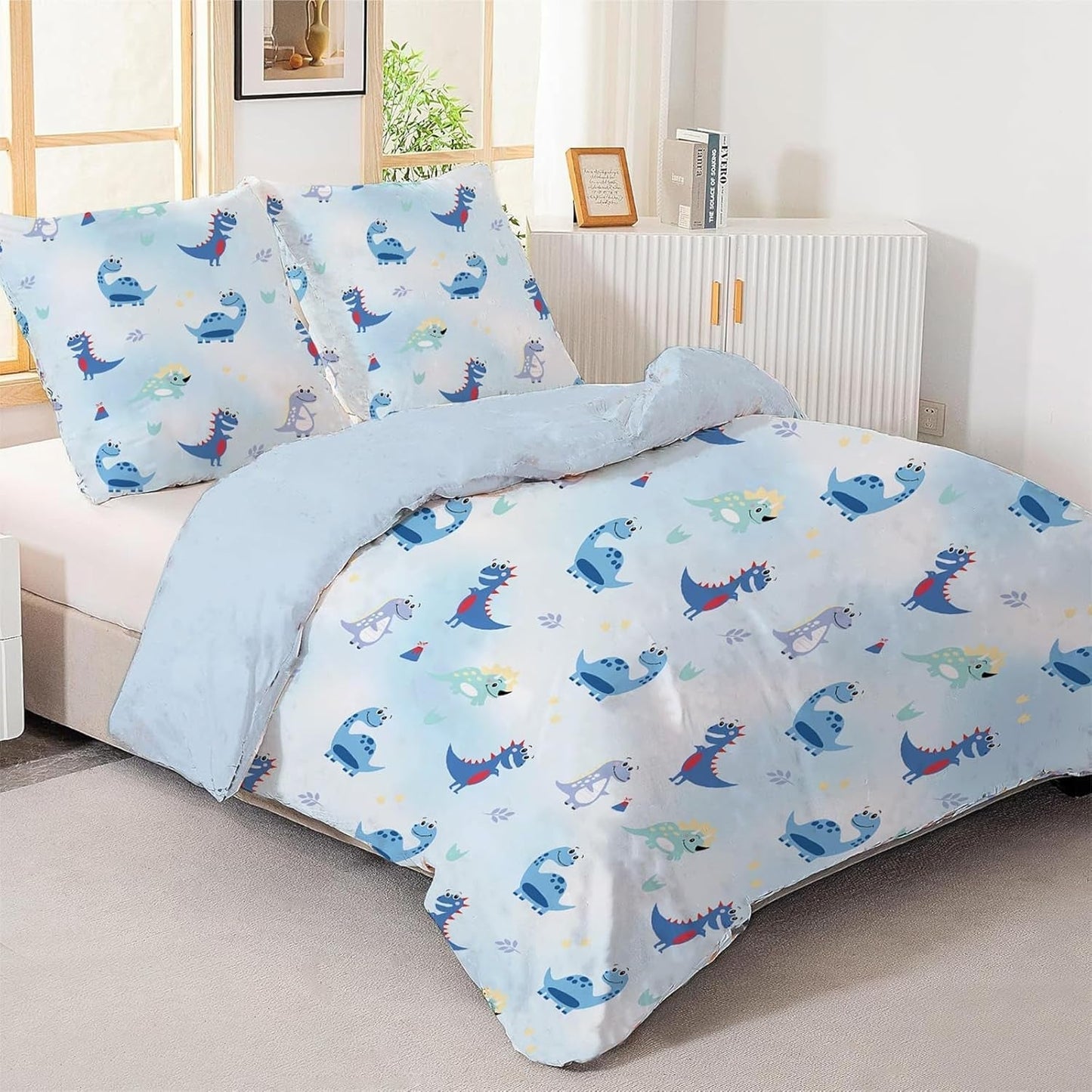 Linge de lit garçon divers modèles Linge de lit - enfant Naty Shop Dinosaures 200X200 cm + 80X80 cm