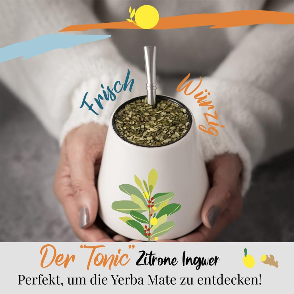 ORIGEENS BIO YERBA MATE AU CITRON ET GINGEMBRE 200 G - Le thé énergisant I Thé Yerba Mate Bio, non torréfié, feuilles, sans tiges ni poussières