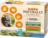 IAMS Naturally Senior Nourriture humide en sauce - Nourriture humide à base de viande et de poisson de haute qualité pour chats âgés, Collection Land & Sea, 12 x 85 g
