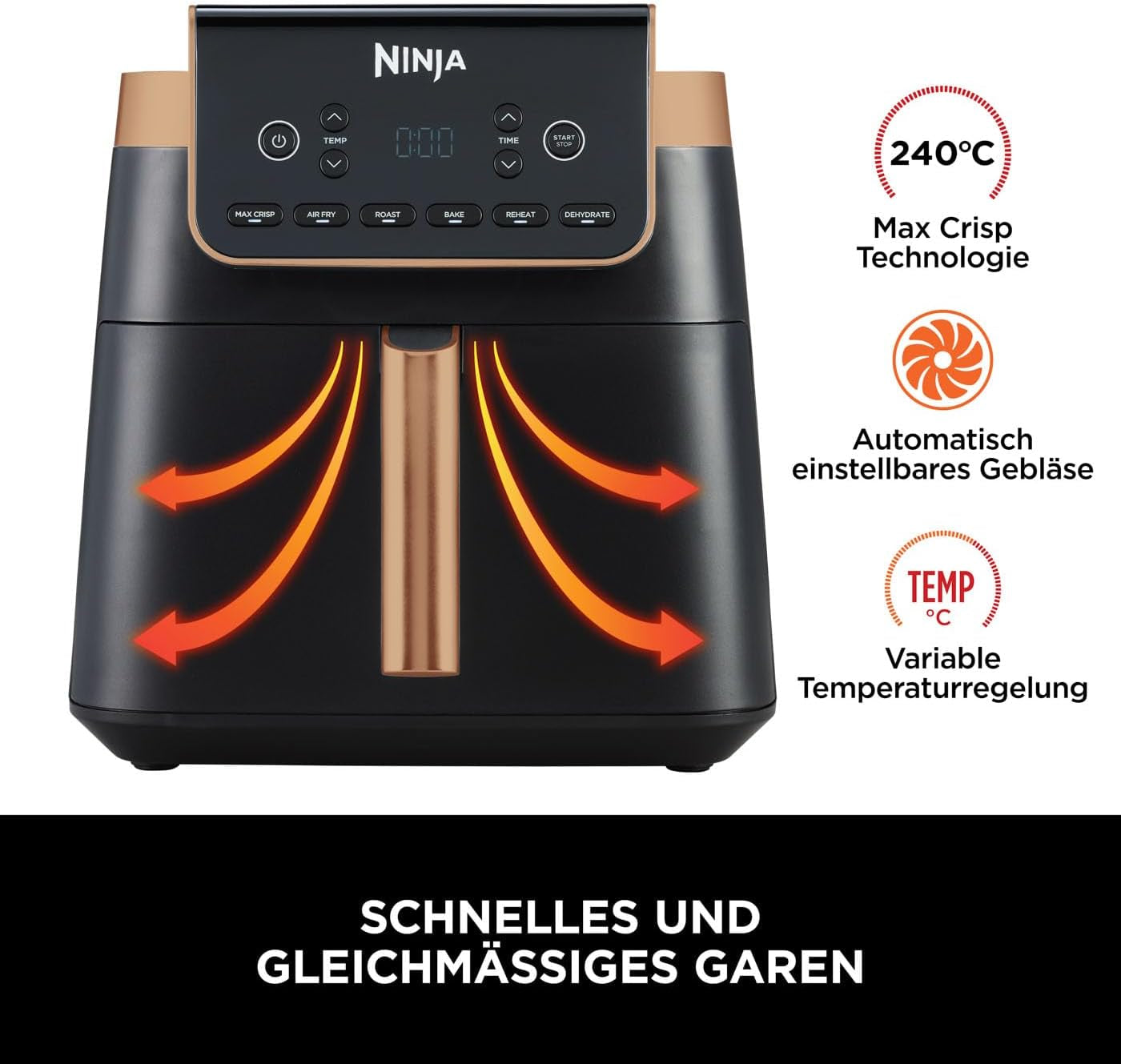 Friteuse à air Ninja MAX PRO AF180EUCP, 6,2 litres, sans huile Naty Shop Appliances