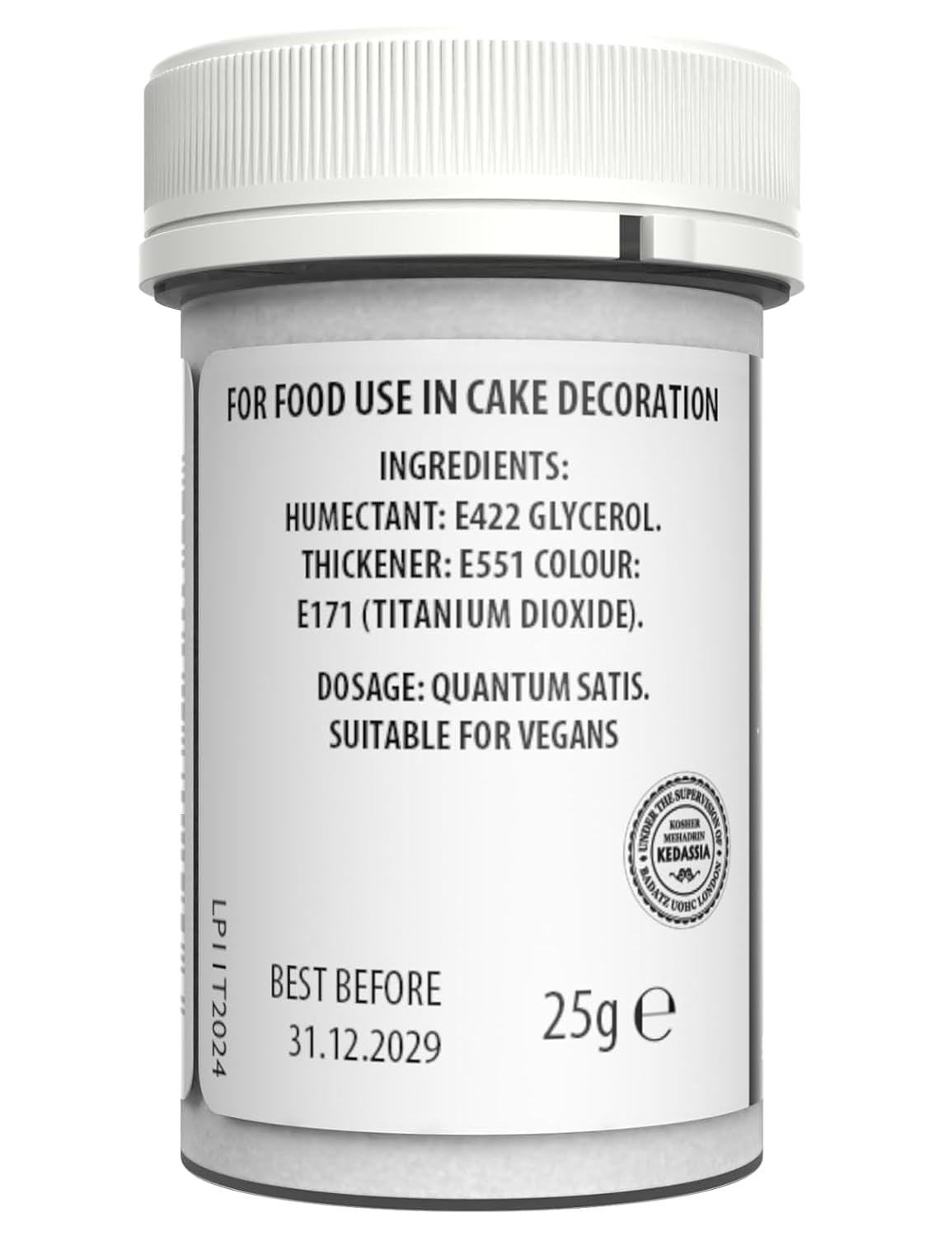 Colorant alimentaire blanc Sugarflair pour pâtes, colorant alimentaire pour pâtes, fondant et pâte d'amande, colorant pour pâtes - 25g