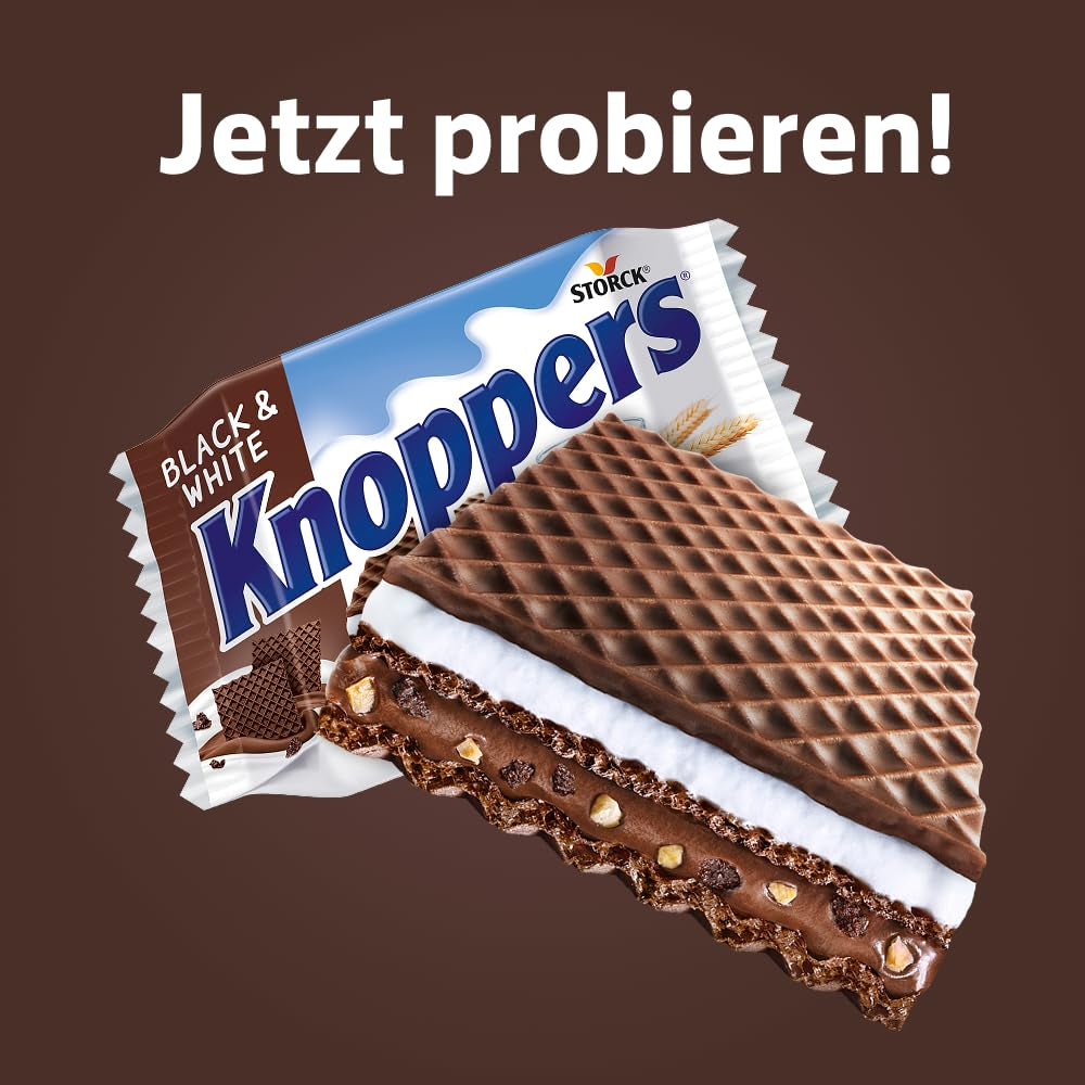 Noir et Blanc – 2 x 200g (2 x 8 pièces) – Tranches de gaufrettes fourrées de gaufrettes au cacao noir, morceaux de pâte noire, lait et crème de nougat