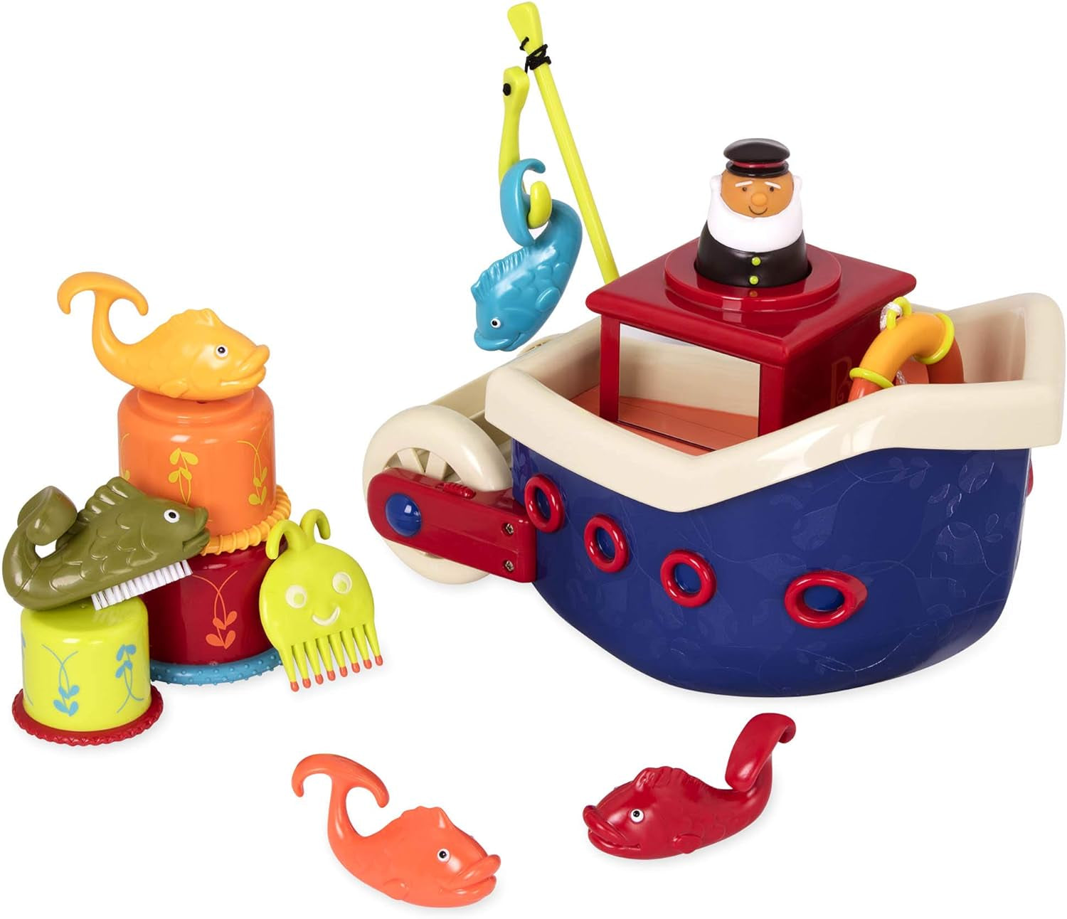 B. toys 13 pièces jouet de baignoire pour enfant avec bateau, verre à empiler, poisson, jeu de pêche jouet pour enfant baignoire à partir de 1 an Toys Bebe Naty Shop Titre par défaut