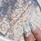 JMEOWIO Autocollant 3D pour ongles en forme de poisson Koi