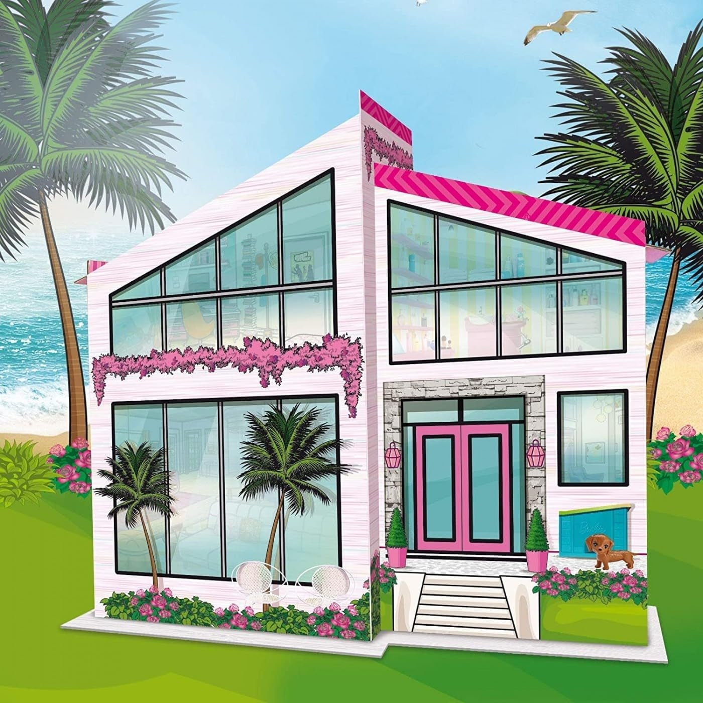 Lisciani - Maison de poupée - Villa de vacances pour poupée Barbie - Jeu fantastique - Maison en carton à assembler et à décorer - Temps libre créatif - Pour les filles à partir de 4 ans