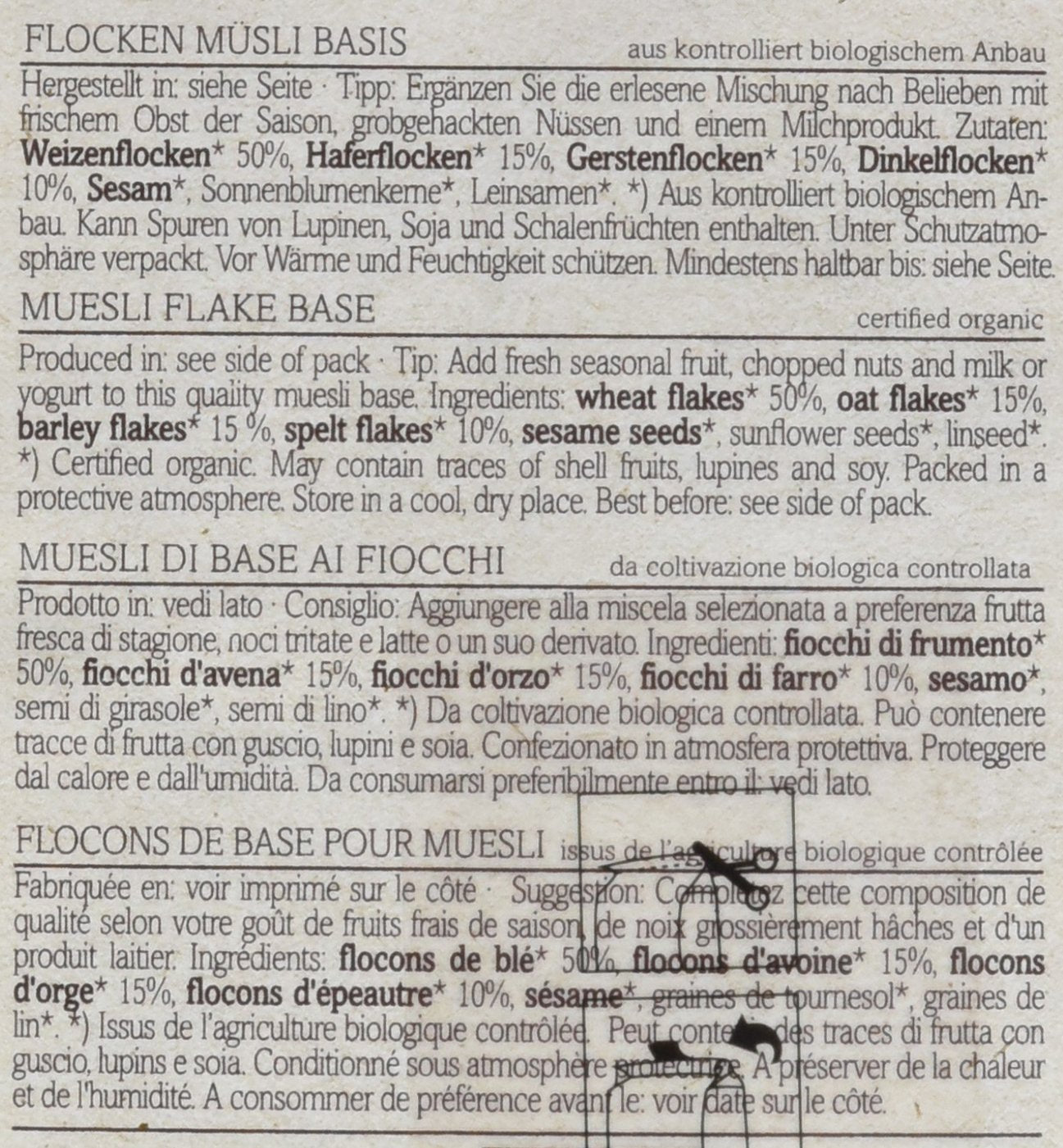 Verival Flocken Basis Müsli - Bio, 6Er Pack (6 X 1 Kg) Céréales Naty Shop