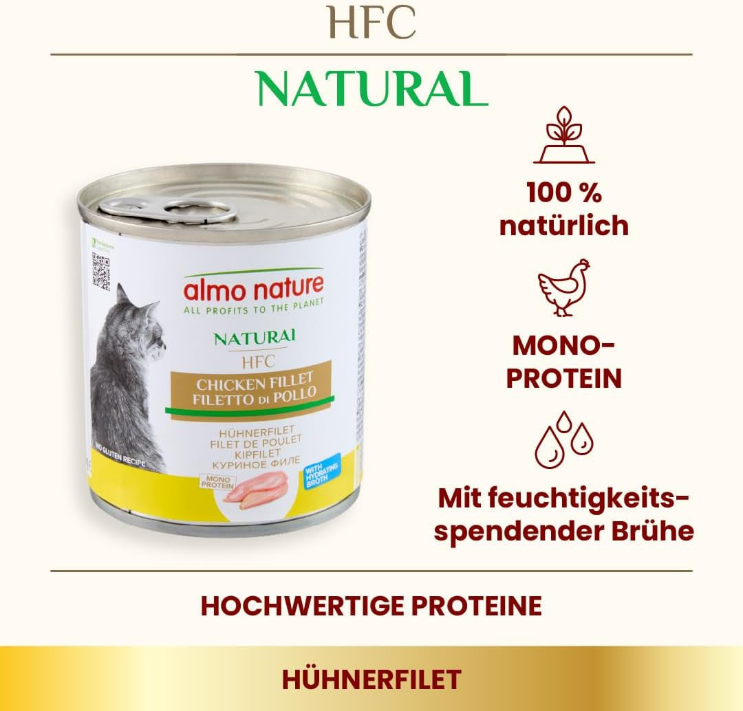Almo Nature HFC Natural - Nourriture humide pour chat adulte - Filet de poulet - 280g, paquet de 12