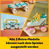 LEGO Creator Patin à roulettes 3 en 1 pour filles et garçons avec mini skateboard et boombox, décoration de chambre rétro, cadeau d'anniversaire pour 8 ans 31148 Ensembles de construction Besuche den LEGO-Store