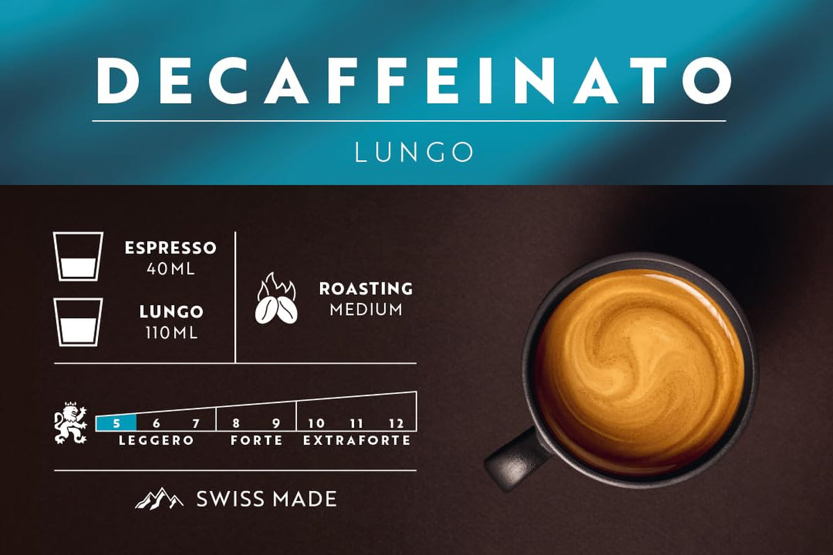Café Royal Lungo Decaffeinato – Capsules de café compatibles Nespresso®, 100 % Arabica, Intensité 5/12, Rainforest Alliance, décaféiné, 100 capsules