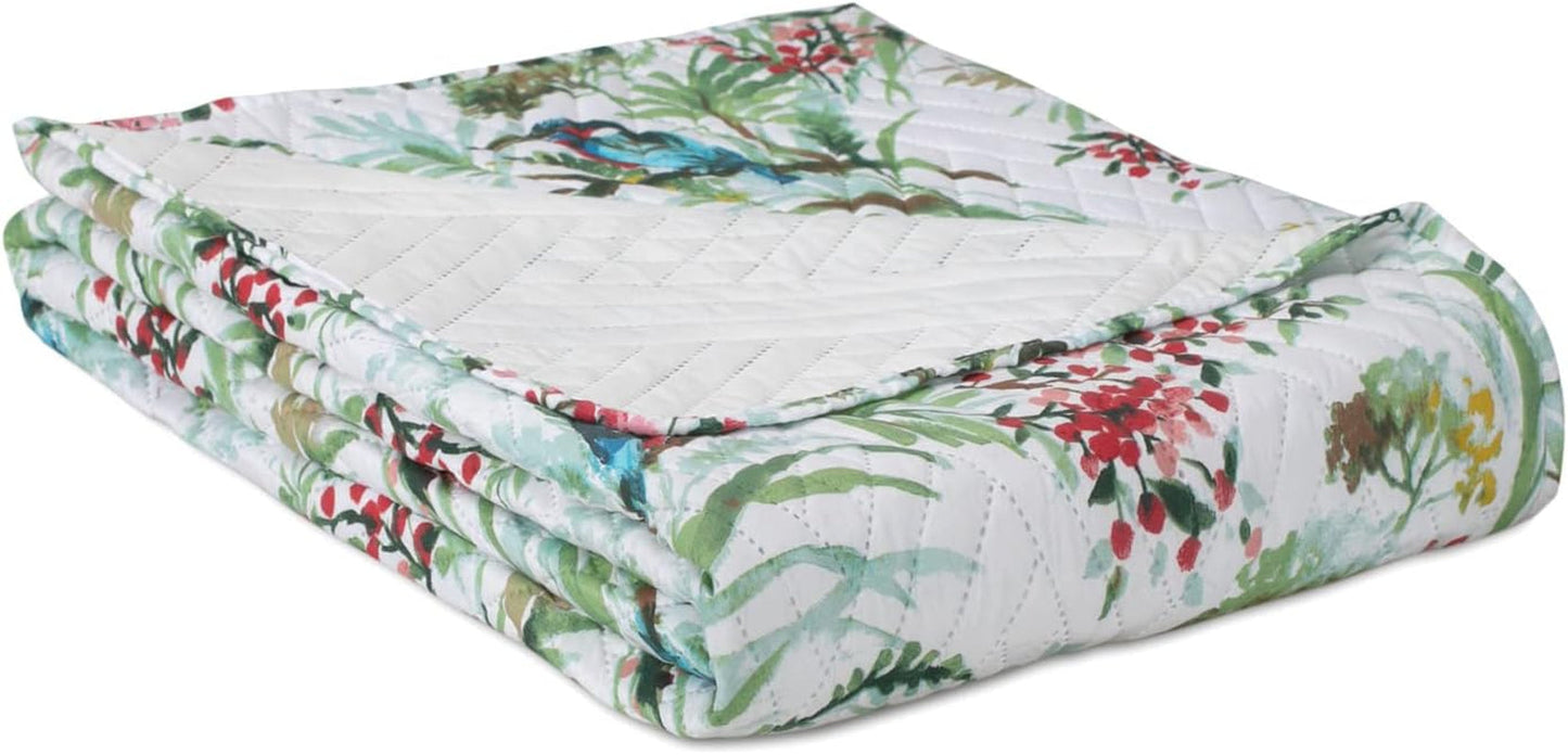 Ameliahome Couvre-lit Couvre-lit 260X280 Cm Double Face Facile d'entretien Quilting Motif Plante Motif Oiseau Multicolore Kingfisher Lits et Couvertures Besuche den AmeliaHome-Store