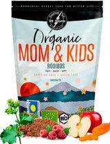 VITSTORM® BIO TEE Mom & Kids - Thé pour femme et allaitement - Rooibos, pomme, fenouil, mélisse, alchémille, fraise - Thé relaxant - Fruité et délicieux - Sans caféine - Tisane 100 g