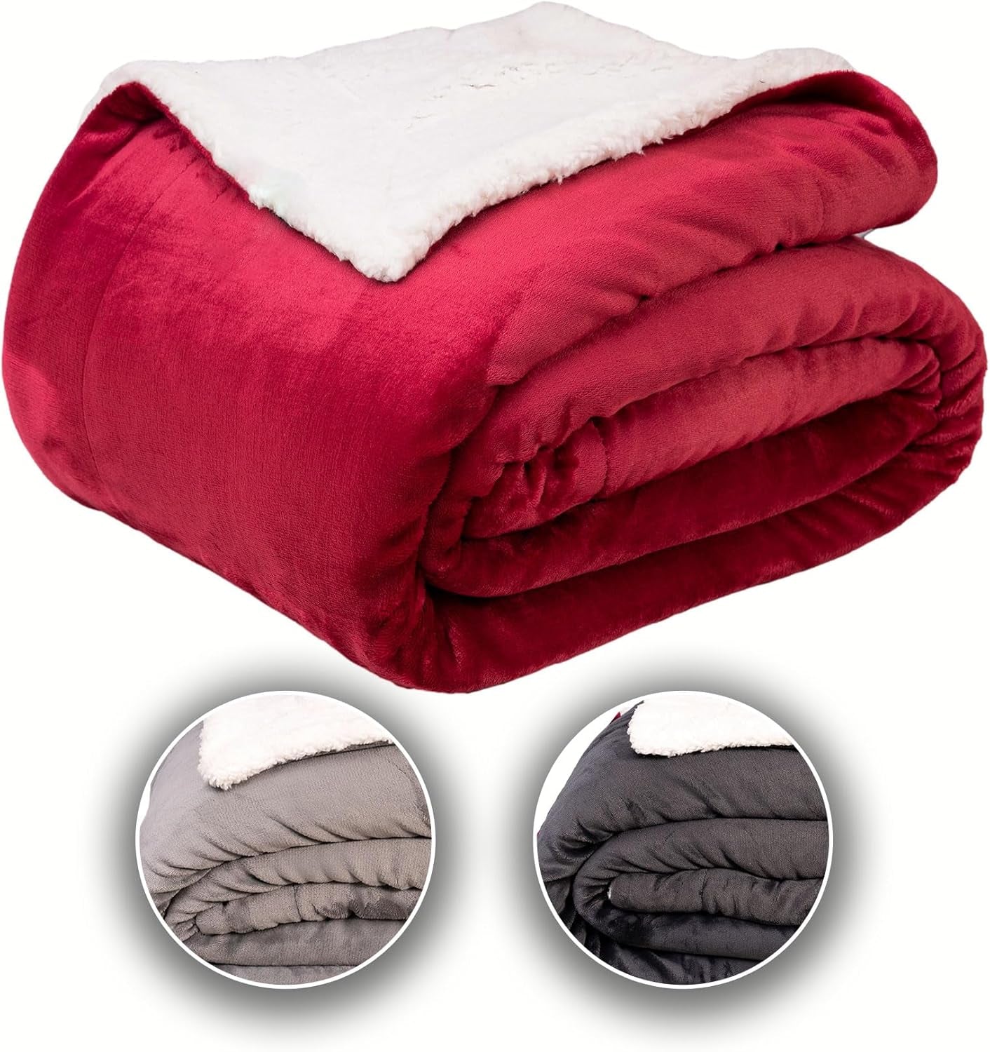Couverture douillette Komfortec 150X200 Cm, couverture polaire moelleuse certifiée Oeko-Tex, couverture sherpa chaude pour le canapé, couverture épaisse pour le canapé, bordeaux Lits et couvertures Besuche den Komfortec-Store Bourgogne 150 X 200 Cm