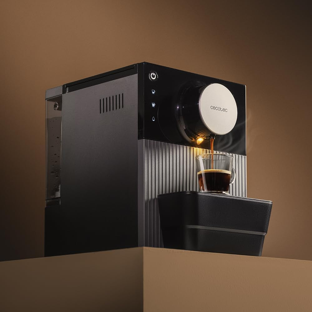 Machine à expresso compacte Cecotec Cremmaet Cube, 1350 W, système de pressage 10 g, système de pré-infusion, 19 bars, système thermobloc, 5 réglages de mouture, panneau de commande tactile