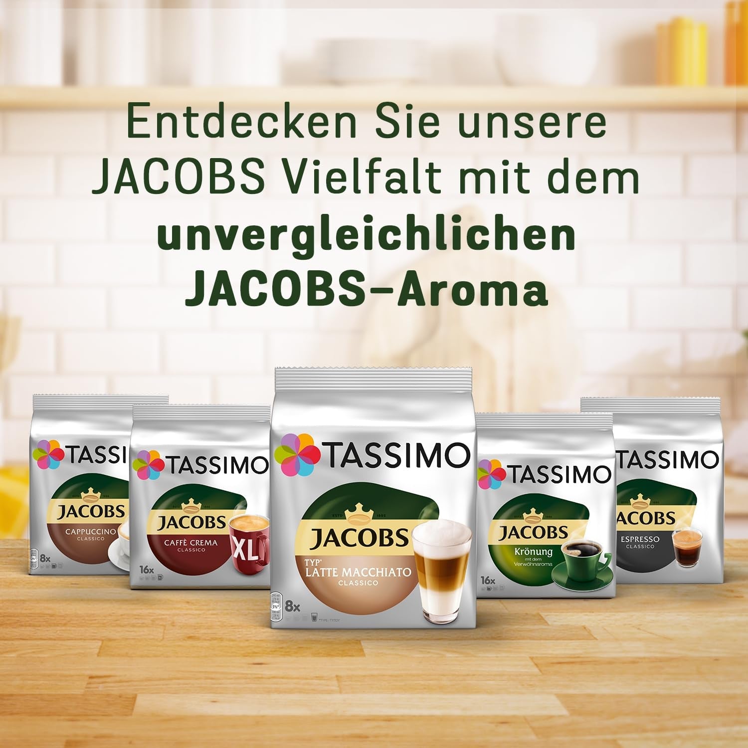 Tassimo Kapseln Jacobs Caffè Crema Classico, 5 x 16 tampons, 80 Kaffeekapseln