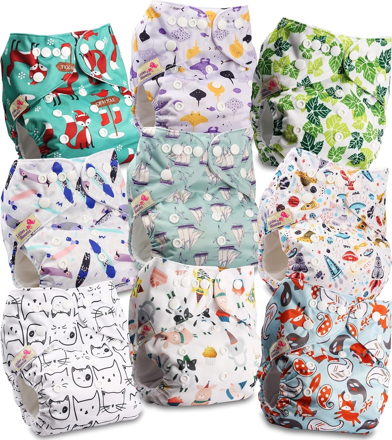 Littles and Bloomz FLP2-0406 Couche réutilisable à clip standard, 4 couches
