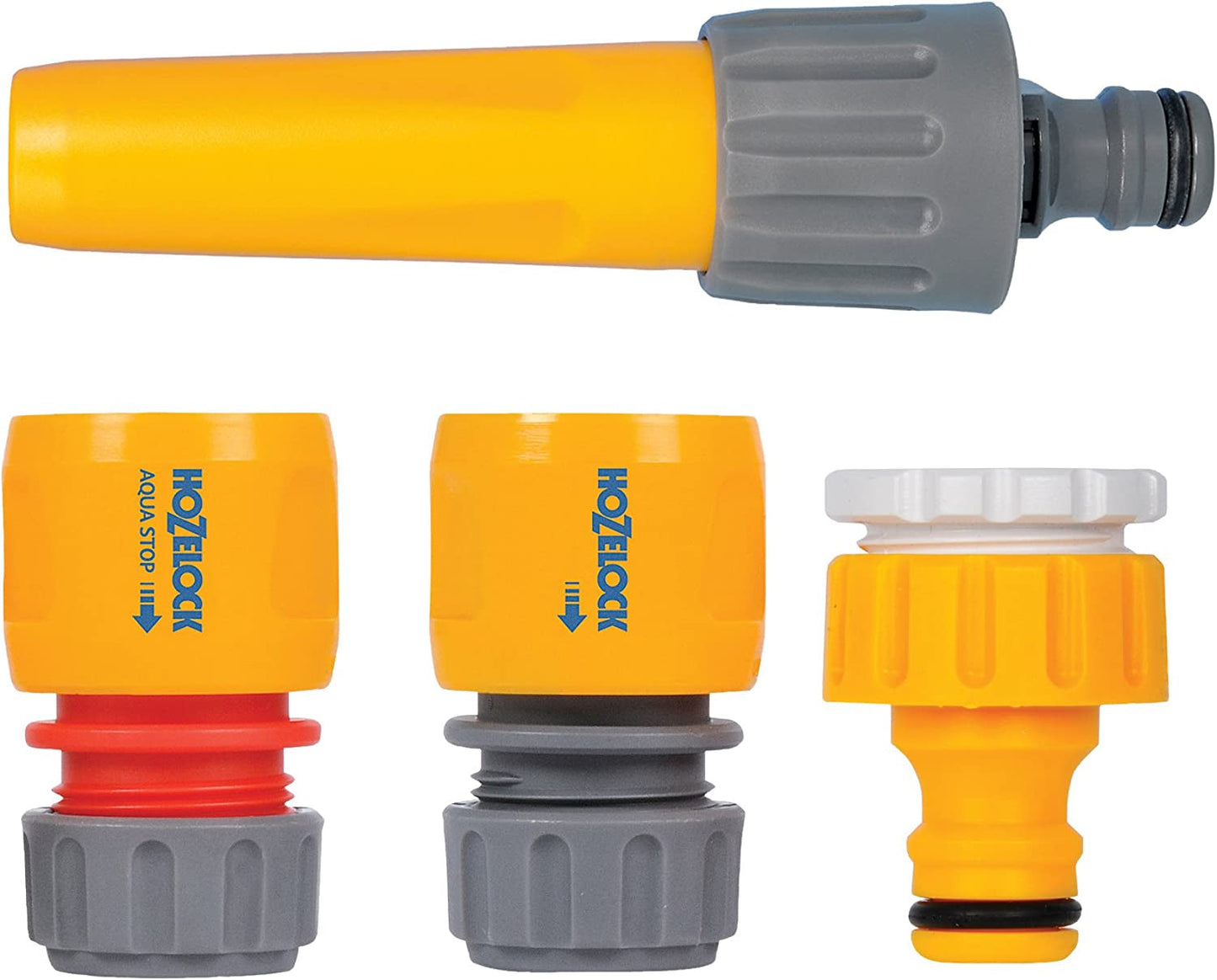 HOZELOCK - Jeu de buses de pulvérisation Classic Ø 12,5 - 15 mm (1/2"- 5/8") : Kit de démarrage avec tous les raccords nécessaires, 1 buse de pulvérisation, idéal pour toutes les tâches d'irrigation, 1 raccord Aquastop [2352P0000]