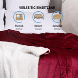 Couverture douillette Komfortec 150X200 Cm, couverture polaire moelleuse certifiée Oeko-Tex, couverture sherpa chaude pour le canapé, couverture épaisse pour le canapé, bordeaux Lits et couvertures Besuche den Komfortec-Store