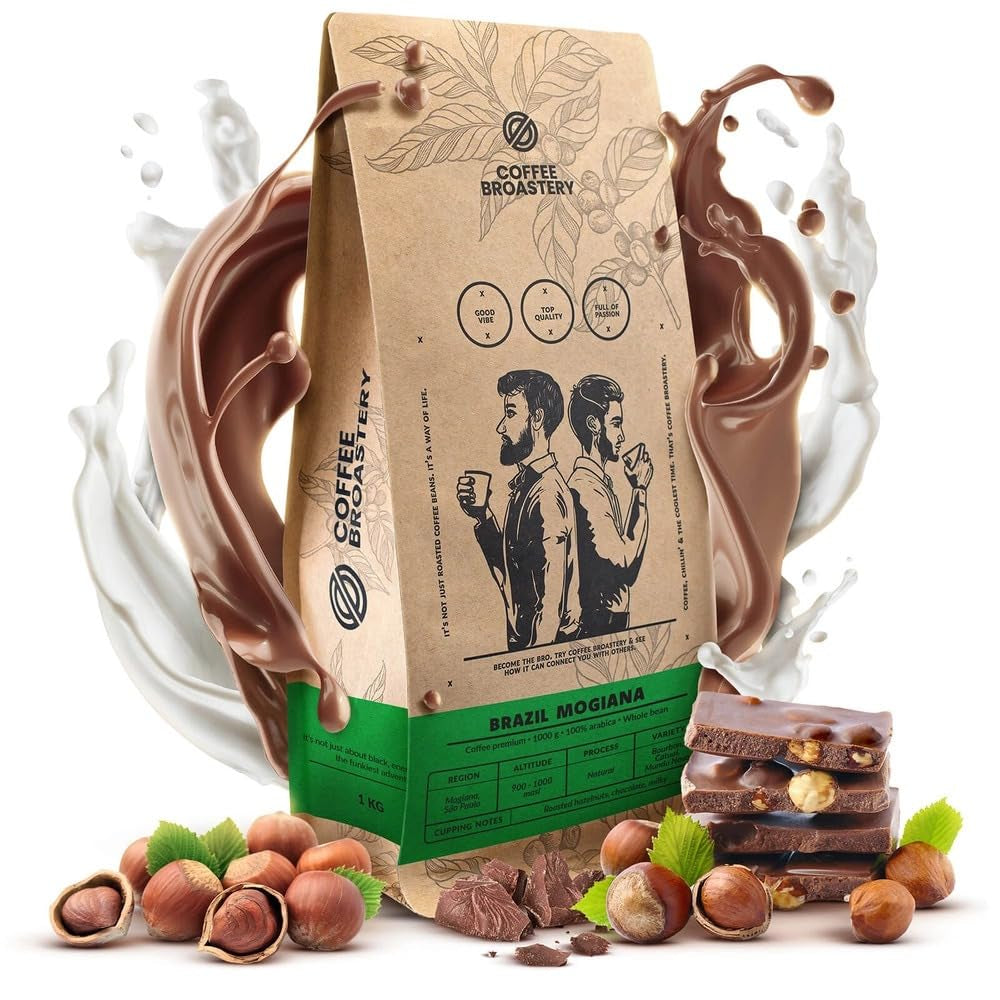 Lot de café en grains 2x1kg 2000g | Brésil Mogiana | Brésil Cerrado | Brésil | Café spécial | Fraîchement frit