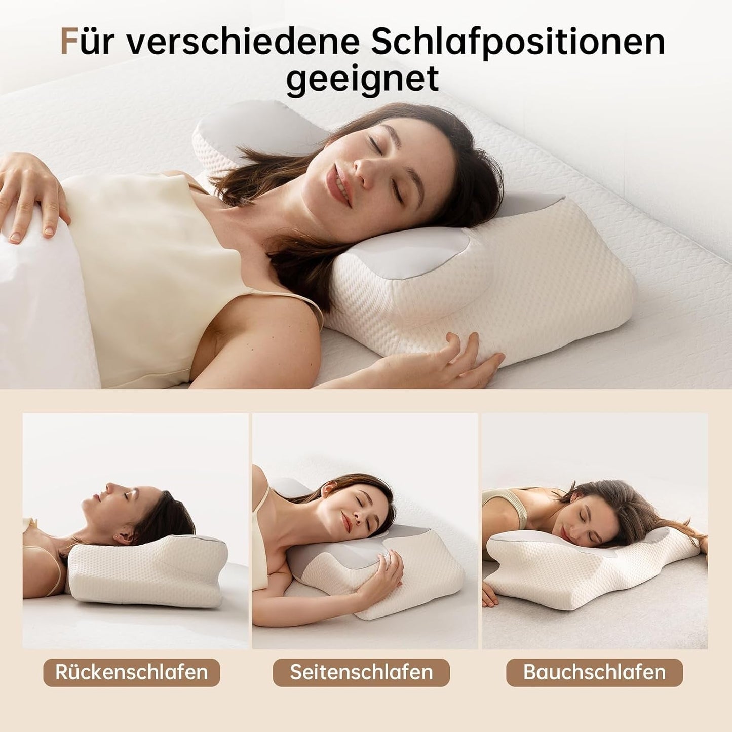 Homyrium Oreiller Cervical Ergonomique Oreiller Orthopédique Oreiller de Soutien du Cou en Mousse à Mémoire Oreiller Anti-Ronflement Oreiller pour Dormeur Latéral Oreiller pour Le Dos et Le Ventre Gris Oreillers Orthopédiques Cervicaux Naty Shop