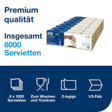 Serviettes distributrices Tork Xpressnap Extra Soft Nature N4, Premium, 1/2 x 2 épaisseurs, 21,3 cm x 16,5 cm, 8 × 1 000 serviettes, 12880