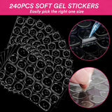 Alyvisun Lot de 500 faux ongles en acrylique à couverture complète avec 240 autocollants pour ongles, 10 tailles de pointes d'ongles en gel transparent, pointes d'ongles en gel souple, pointes d'ongles ballerine