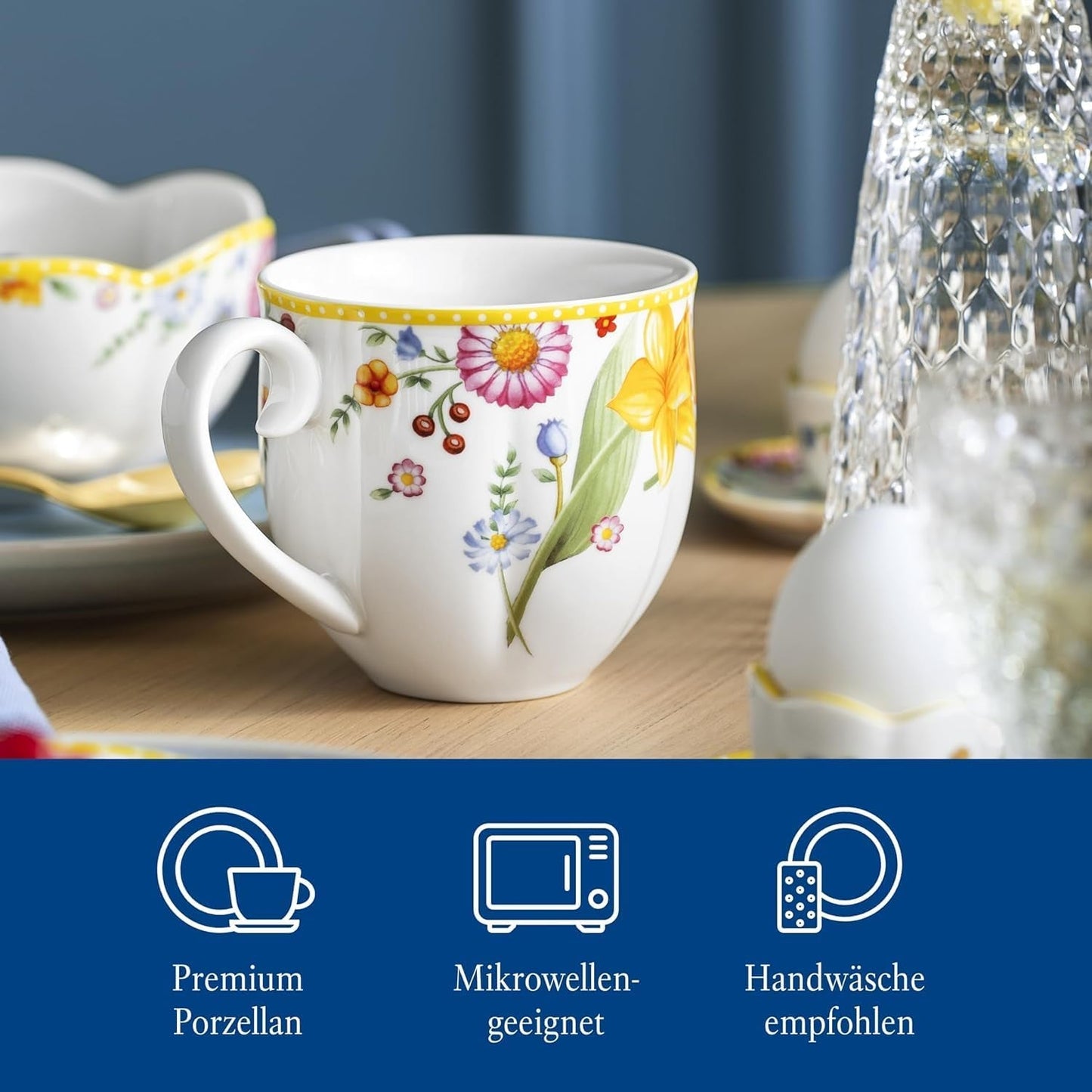 Villeroy & Boch - Service de petit-déjeuner pour 2 personnes, 6 pièces, service de table de Pâques, petit-déjeuner, Pâques, service à café, vaisselle de printemps, porcelaine