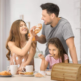 Corbeille à pain roulante Relaxdays avec tiroir, bambou, HxLxP : 21 x 40,5 x 28 cm, planche à découper en bois, naturel & bambou env. 3 x 37 x 21,5 cm Planche à découper avec ramasse-miettes pour un nettoyage facile naturel Boîtes de conservation des aliments Naty Shop
