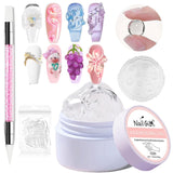 NAILGIL Vernis à ongles en gel solide, colle à ongles en gel solide, sculpture d'art d'ongle 3D avec ensemble d'outils, salon de bricolage à domicile, transparent 15G