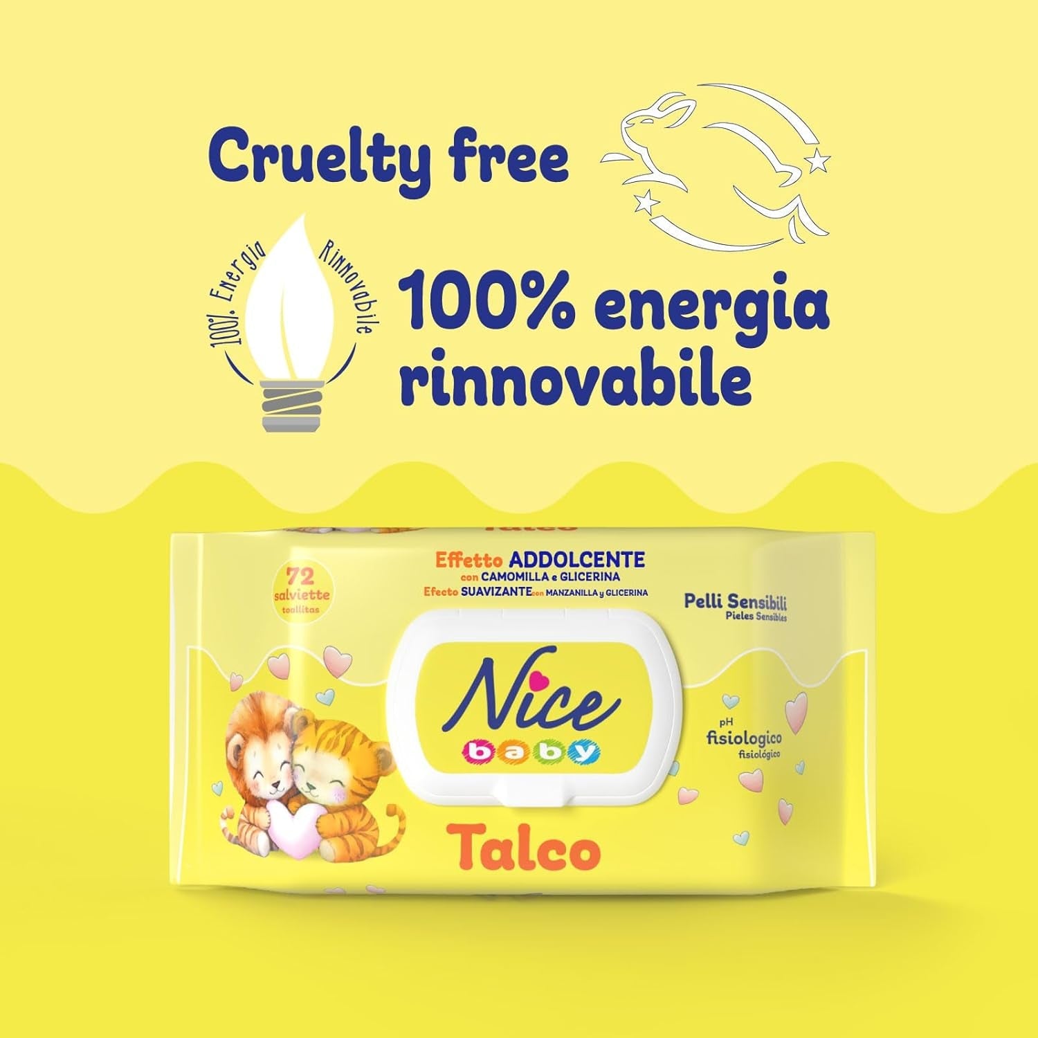 NICE Baby Lingettes Humides 72pcs Avec Couvercle Parfum Talc Matériaux Naturels Nettoyage Doux Bébé 1pc