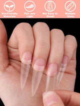 EBANKU 500 pcs Artificiel Faux Ongles Conseils Mat Doux Gel Clair Conseils Artificiels Ongles Conseils pour Extensions d'Ongles Faux Ongles Ensemble 12 Tailles-A