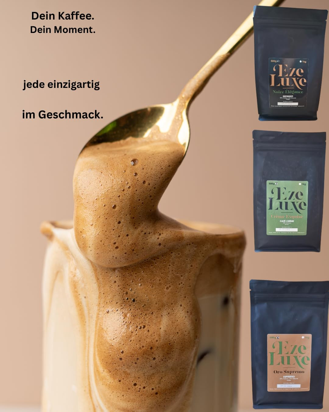 Café Espresso Noire Elégance 500g – 50% Arabica et 50% Robusta du Brésil et d'Inde – torréfaction moyenne, forte et crémeuse au chocolat noir – intensité 8 – incl. machine à expresso gratuite