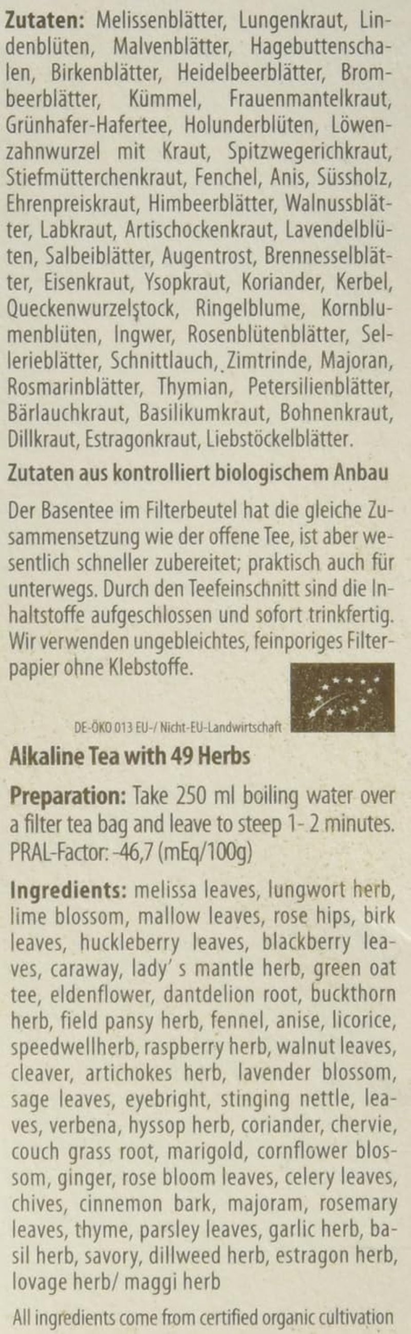 Droste-Laux Thé de base aux 49 herbes, 25 pièces (tisane, sachets filtrants, thé à jeun ou diététique) 120501