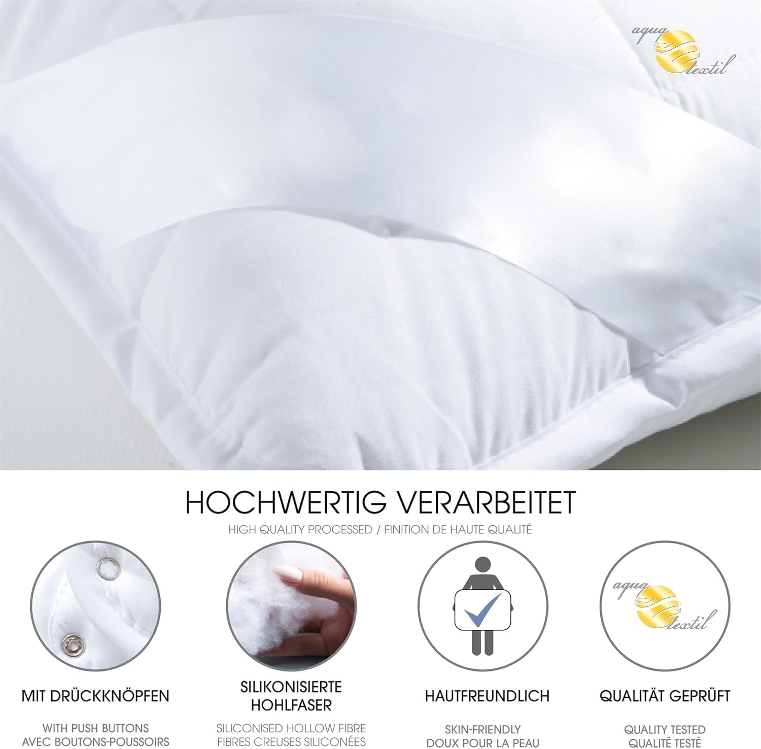 Aqua-Textil Couette 4 saisons 135X200Cm Couvertures nouées ensemble Hiver 800G Eté 600G Climatisation Couettes et couettes Oeko-Tex Naty Shop