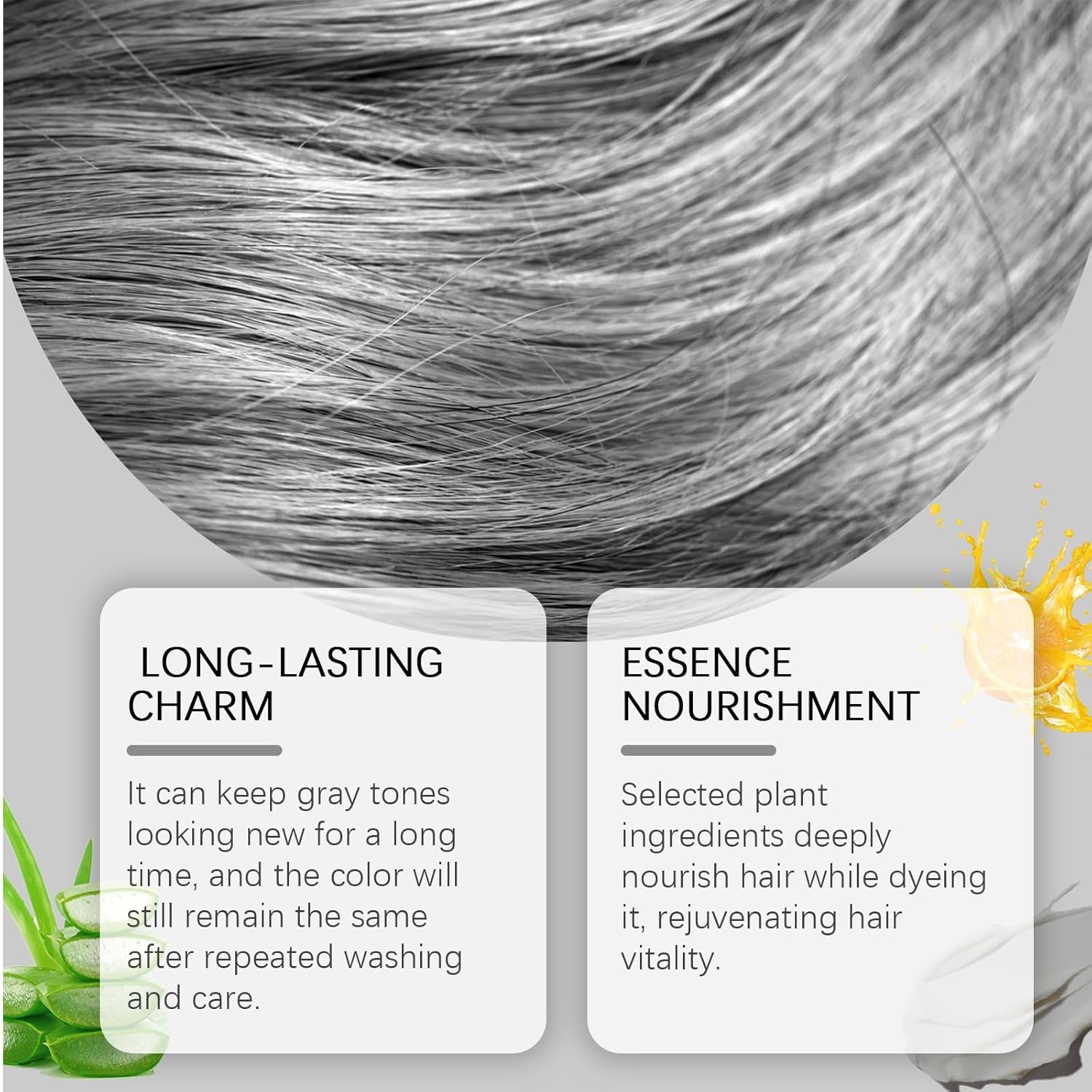 Coloration Cheveux Argent Gris Argent Crème Colorante Naturelle Crème Colorante Temporaire Crème Colorante Gris Crème Teinture Cheveux Argent Semi Permanente Pour Tous Types de Cheveux 2 Pièces Naty Shop Coloration Capillaire