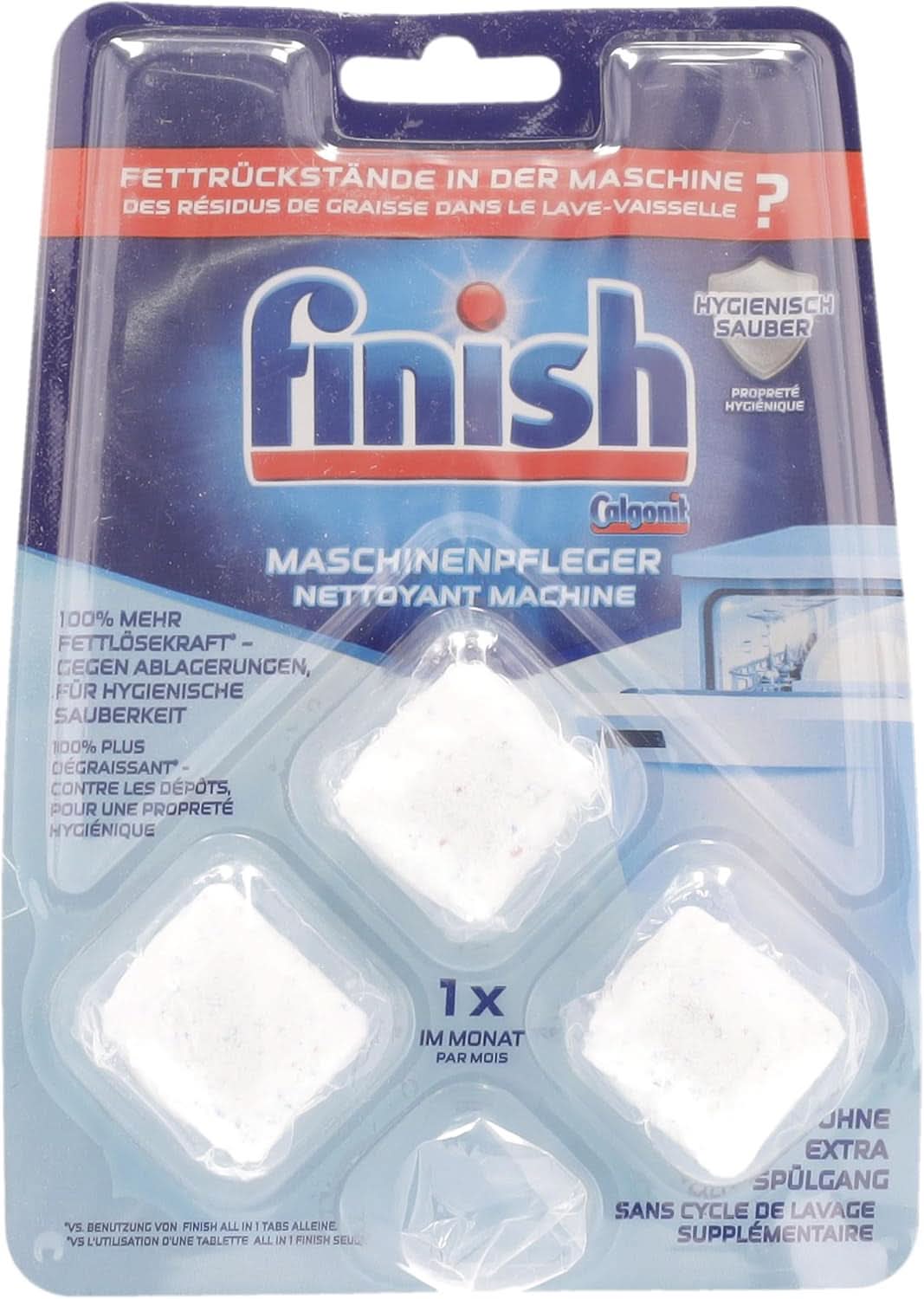 Finish Machine Cleaner Tabs - Tablettes pour lave-vaisselle contre la saleté et la graisse à l'intérieur du lave-vaisselle, 3 tablettes Naty Shop